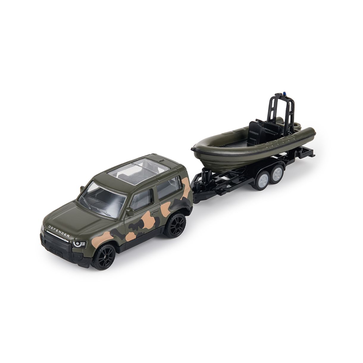 Играчка Land Rover Defender с военна спасителна лодка