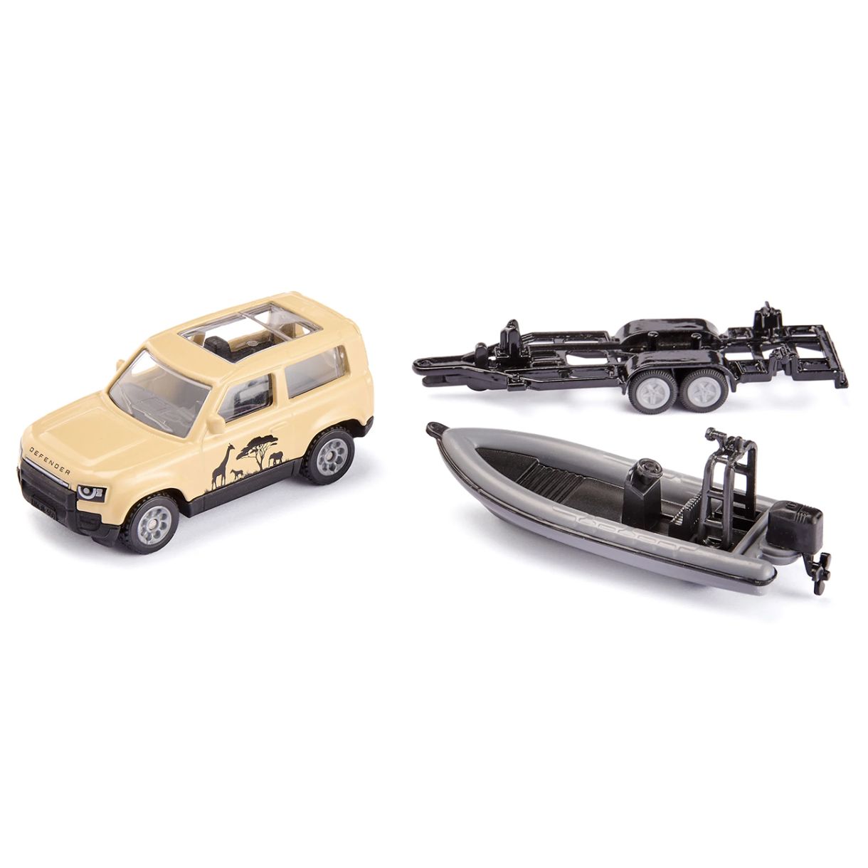 Land Rover Defender "Safari" toy with towbar and boat