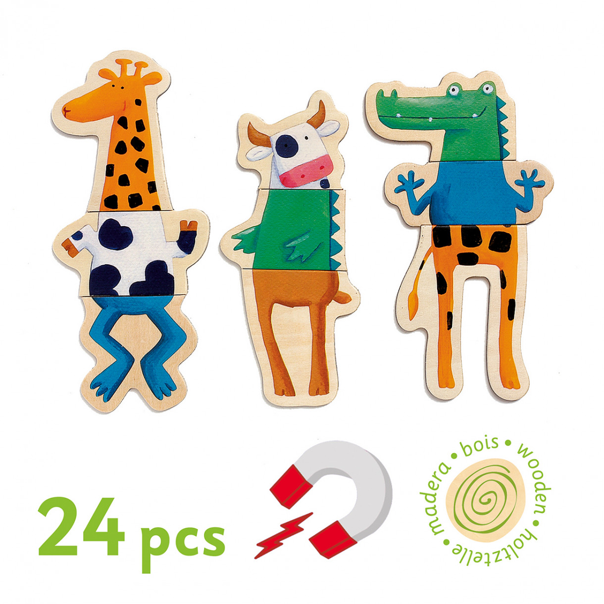 Игра с дървени магнити crazy animals