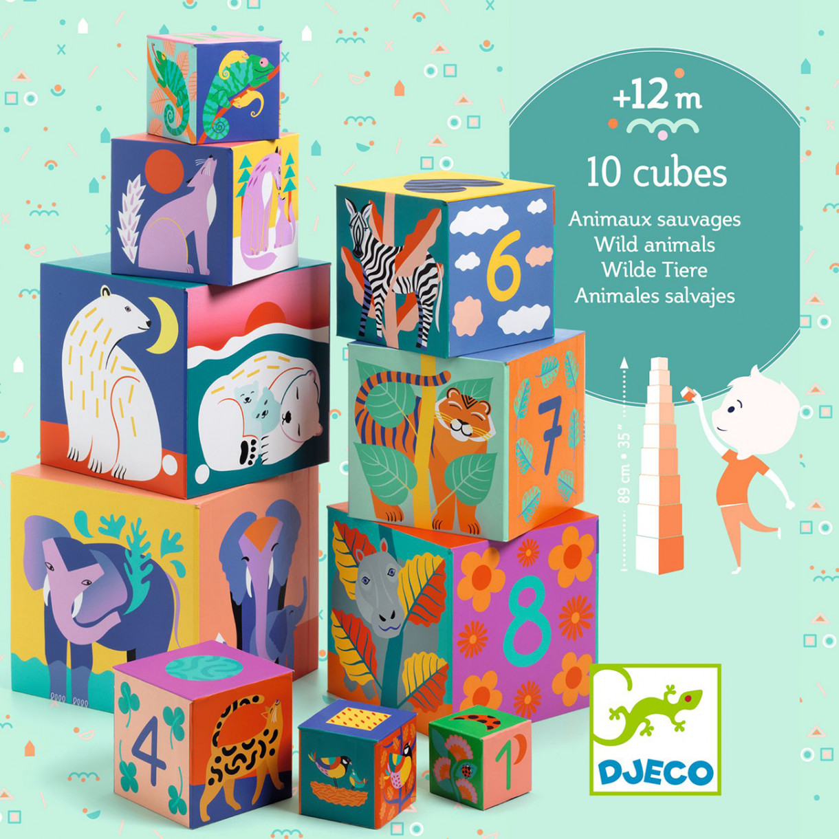Cardboard cubes wild animals