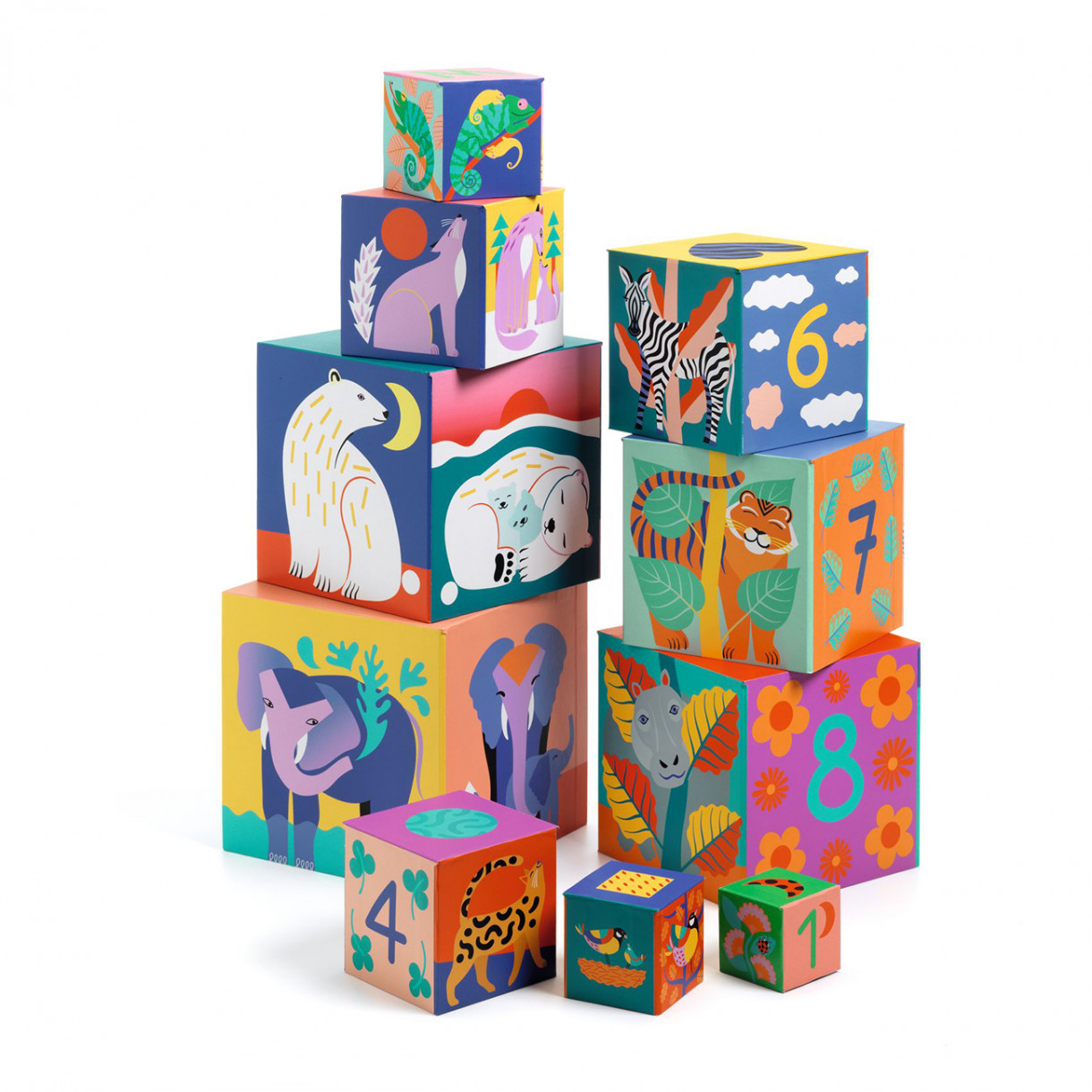Cardboard cubes wild animals