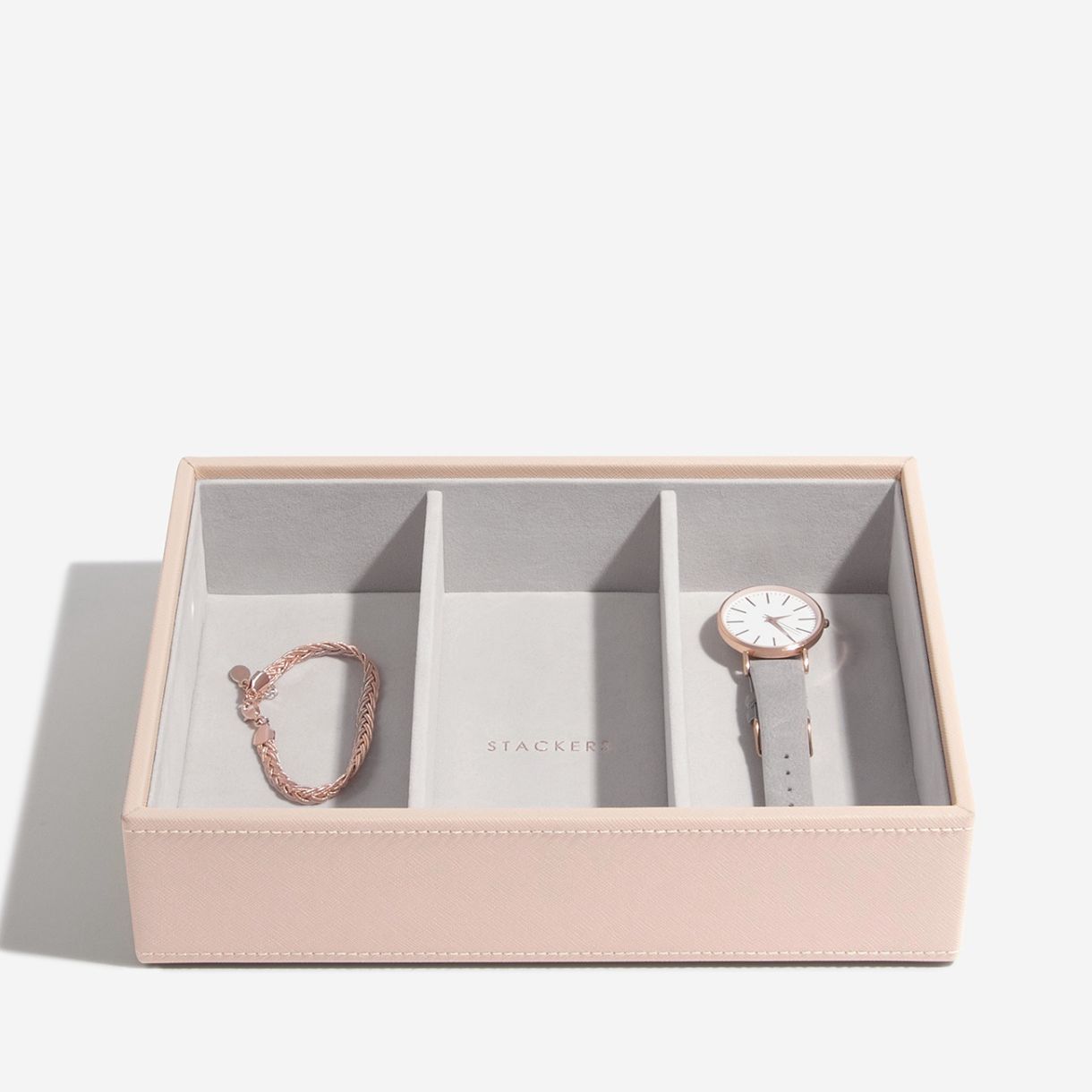 Deep jewelry box 3 sections Color light pink