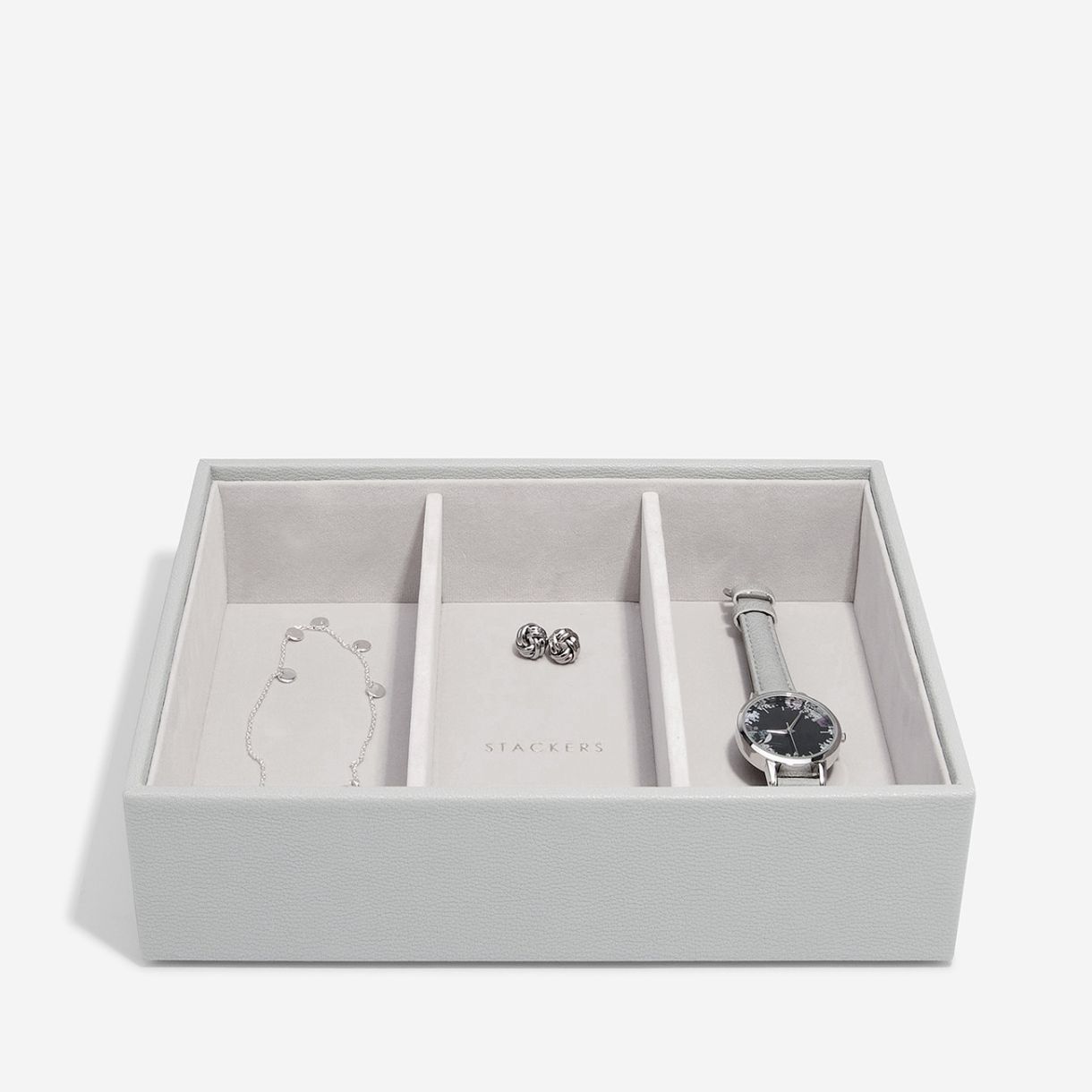 Deep jewelry box 3 sections Color gray