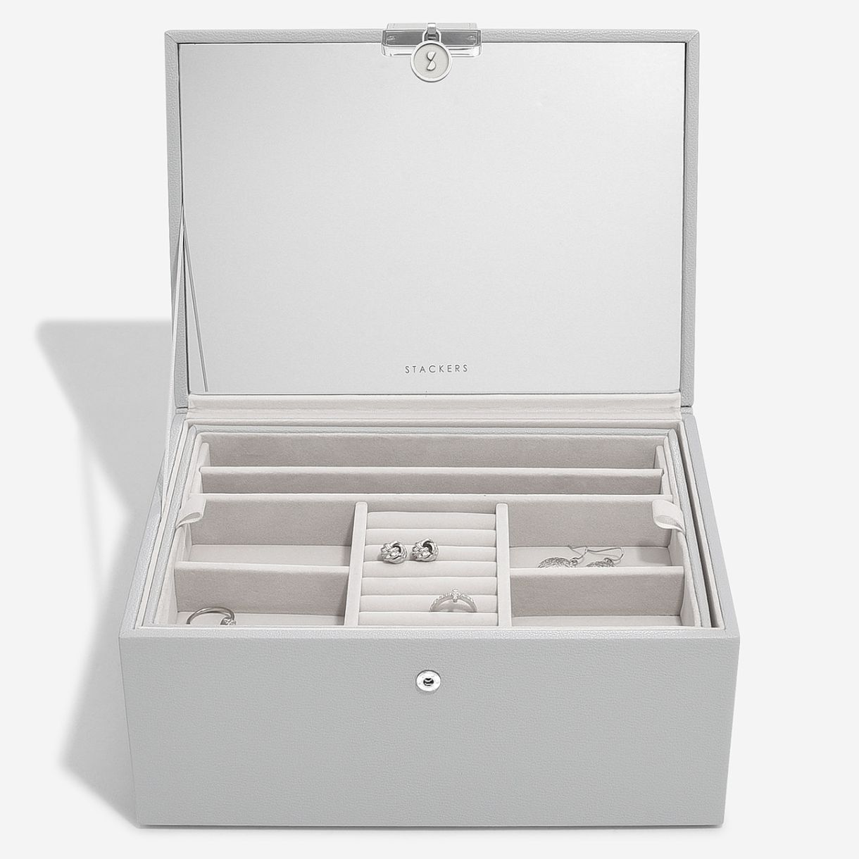 Луксозна кутия за бижута с капак Цвят сиво