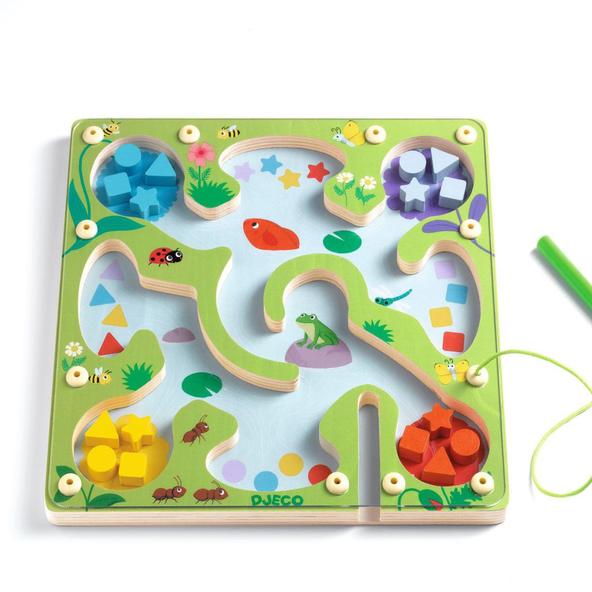 Educational magnetic frog maze sorting game