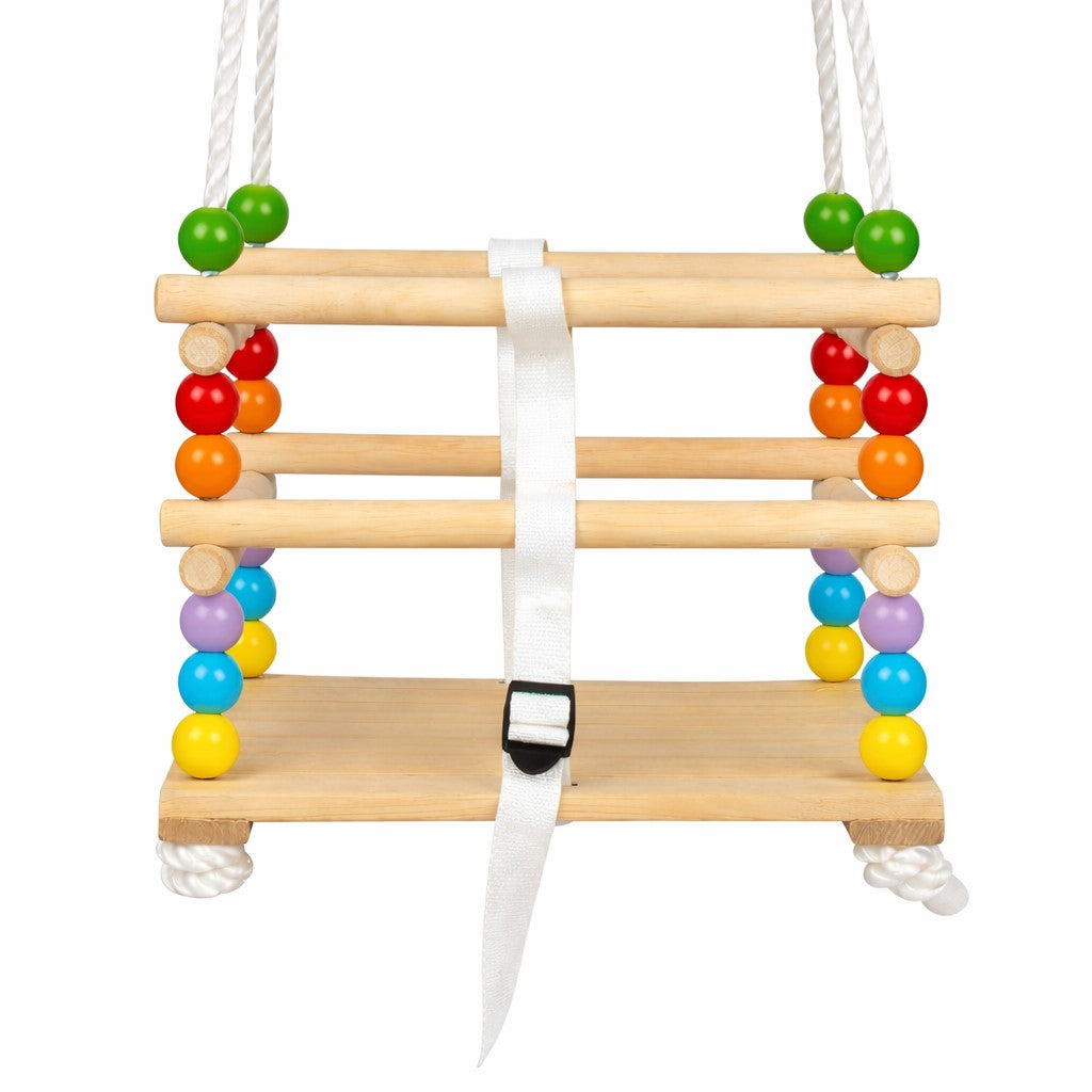 Children's Wooden Swing GINGER HOME with Belt and Sideboards – up to 70 kg, 30×30 cm