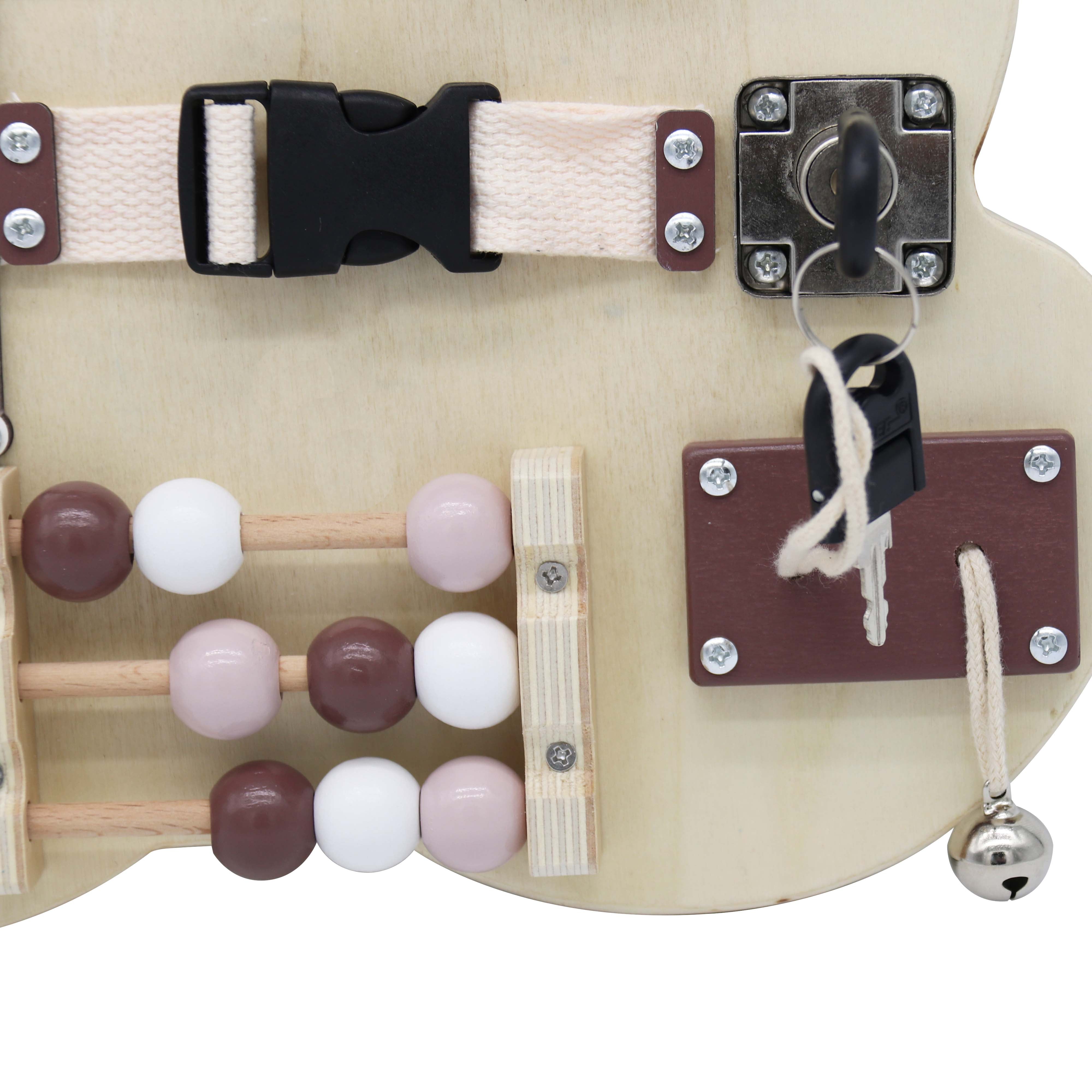 Wooden Busy Board Bear GINGER HOME, Montessori Board for Fine Motor Skills, 30x39 cm