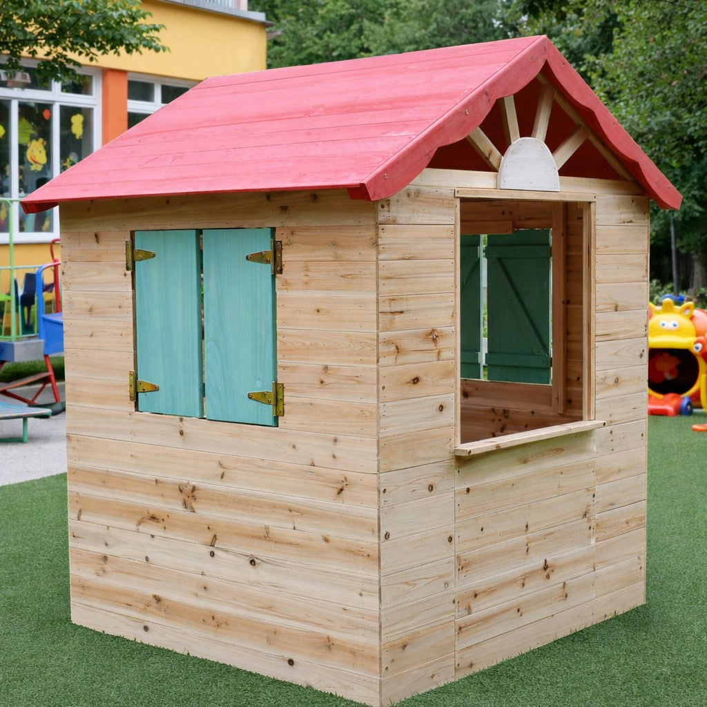 Children's wooden outdoor playhouse GINGER HOME - for yard and garden, 115×102×129 cm