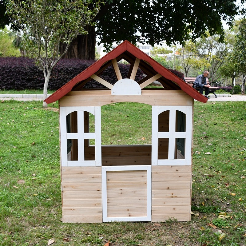 Children's wooden outdoor playhouse GINGER HOME - for yard and garden, 115×102×129 cm