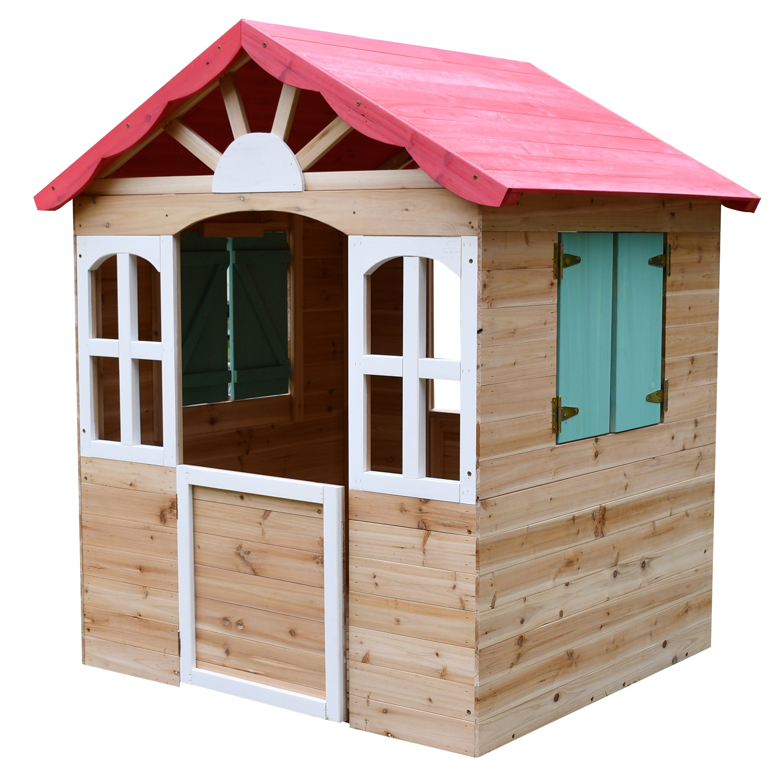 Children's wooden outdoor playhouse GINGER HOME - for yard and garden, 115×102×129 cm