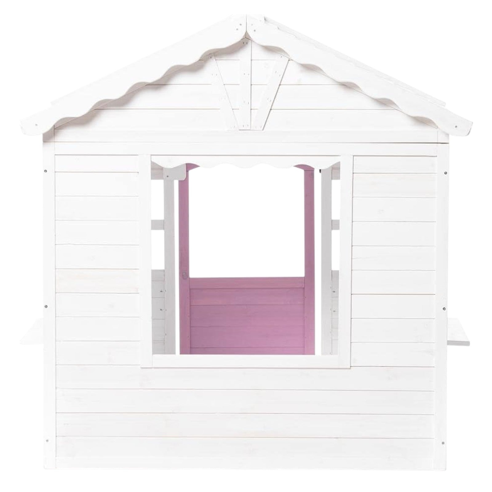 Children's Wooden Playhouse GINGER HOME – Garden House with Windows and Pots, White, 123×106×125 cm