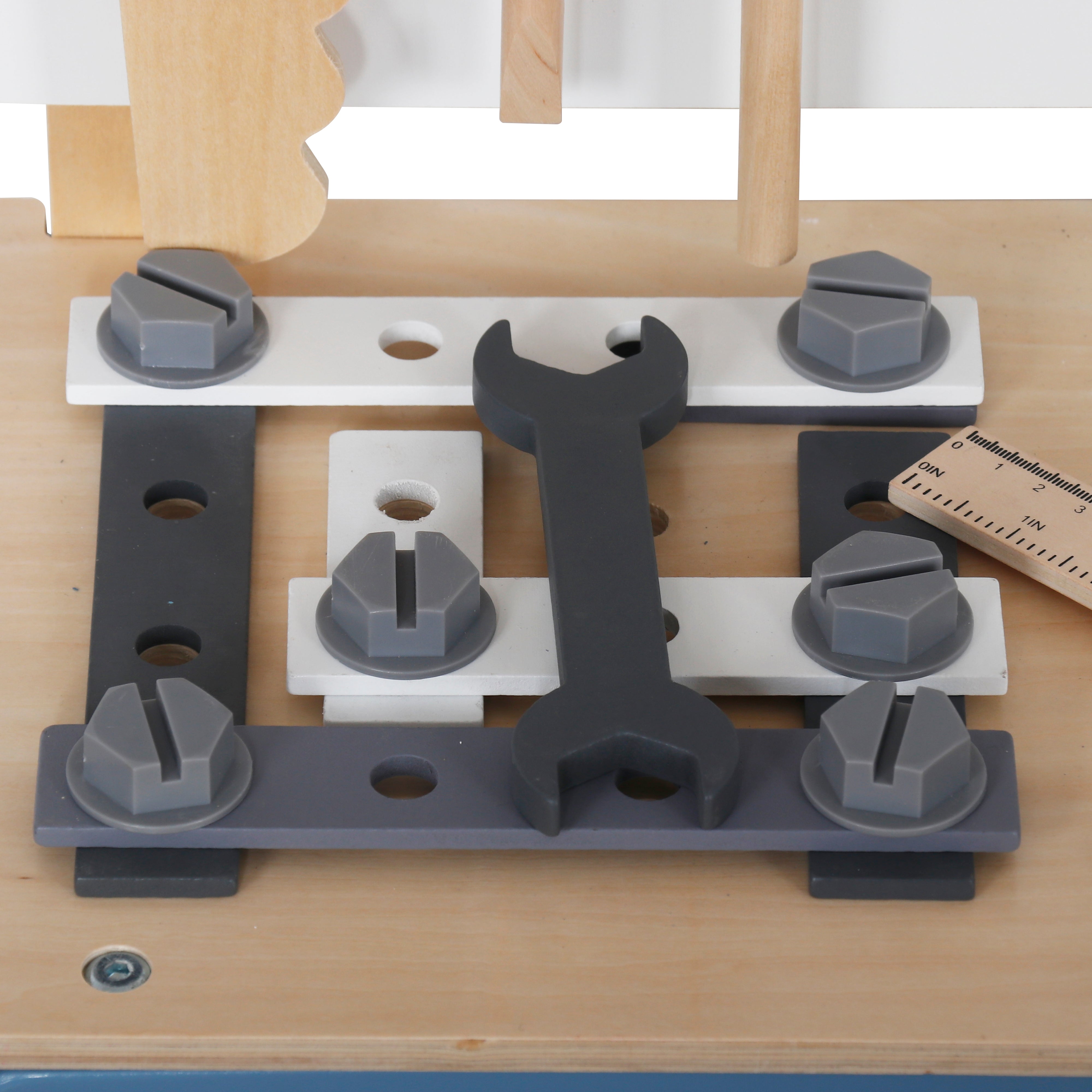 Children's Wooden Workshop with Tools, GINGER HOME, Blue, 46x26x67cm