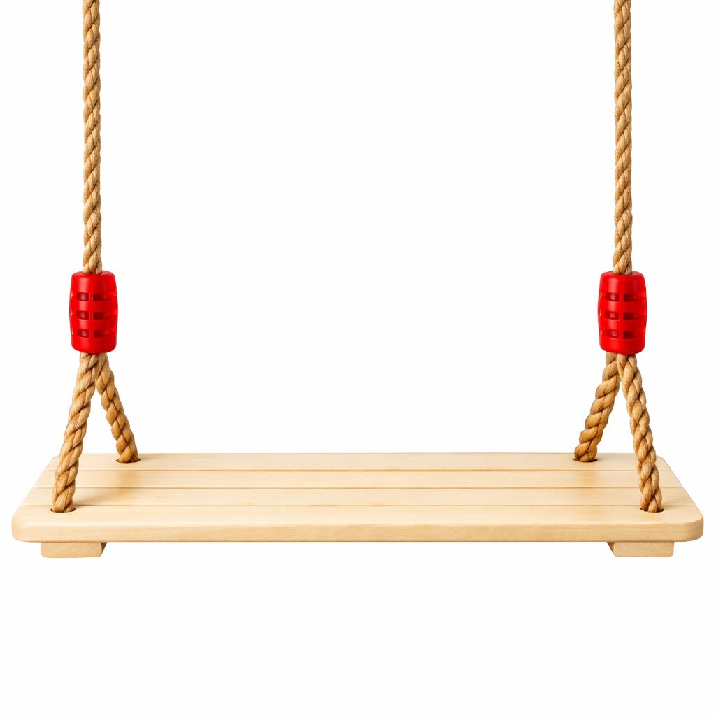 GINGER HOME Children's Wooden Swing for Yard with Ropes – Natural Wood, 33 cm