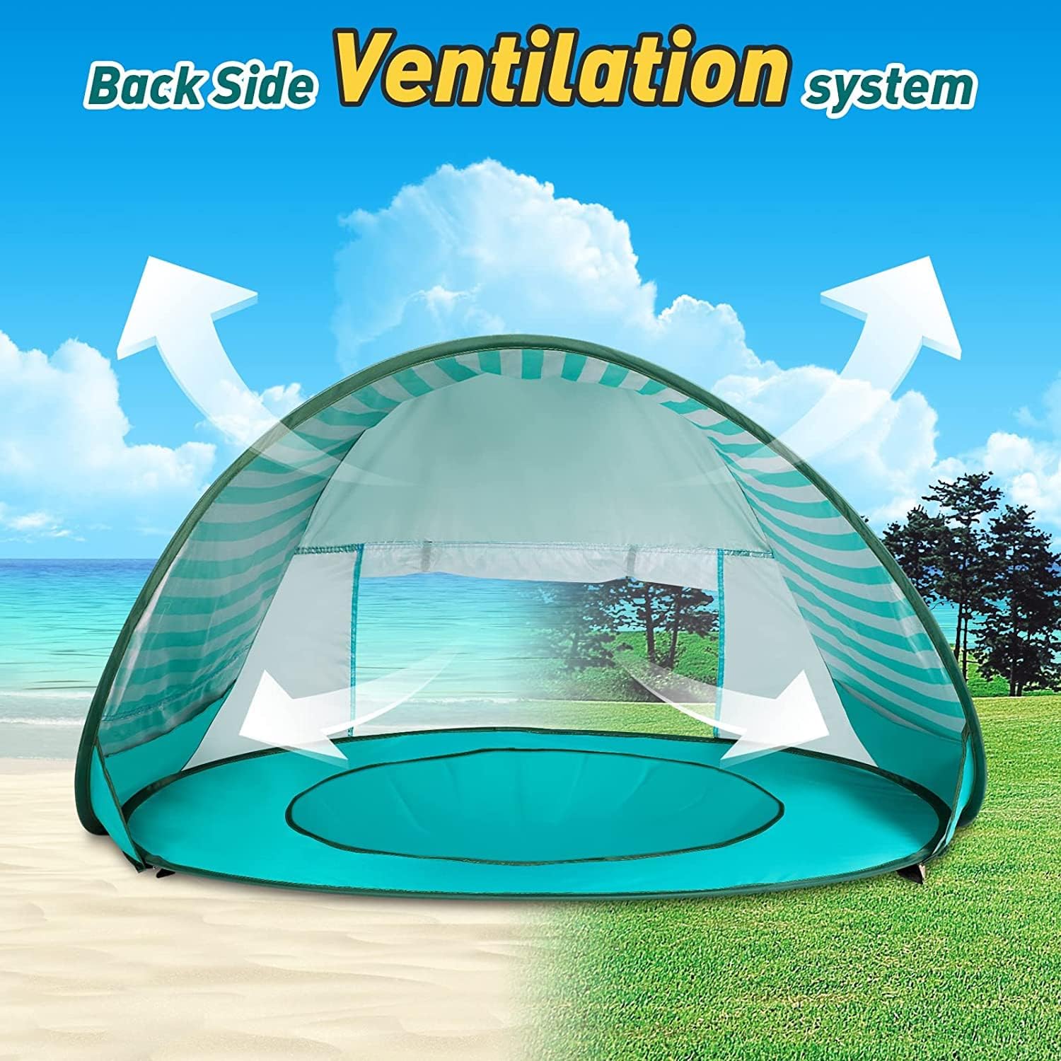 Children's Pop-Up Play Tent GINGER HOME with UV protection 50+ – lightweight and foldable, for beach and garden, 120×80×70 cm