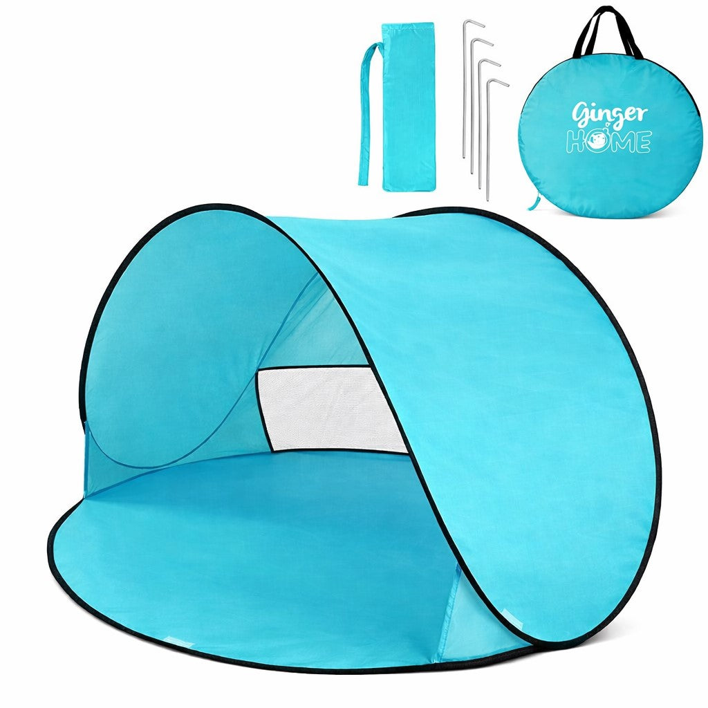 Детска Pop-Up Палатка за Игра GINGER HOME с UV Защита 50+ – Кръгла, Лека и Сгъваема, за Плаж и Градина, 150×150×90 см