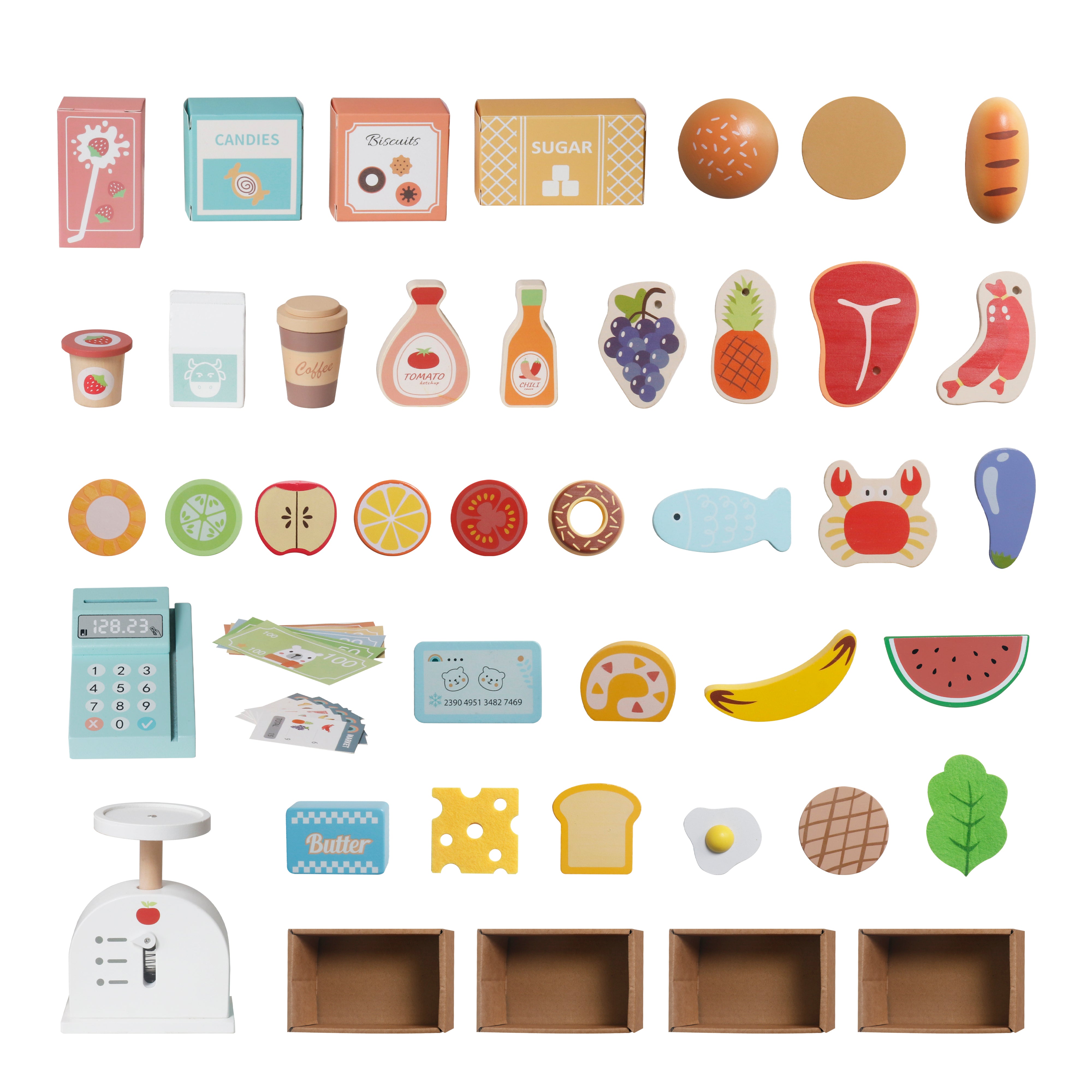 Children's Wooden Shop GINGER HOME 2 in 1, Kitchen, Stand, Shelves, Blackboard and Accessories, 60/73x29.5x105 cm