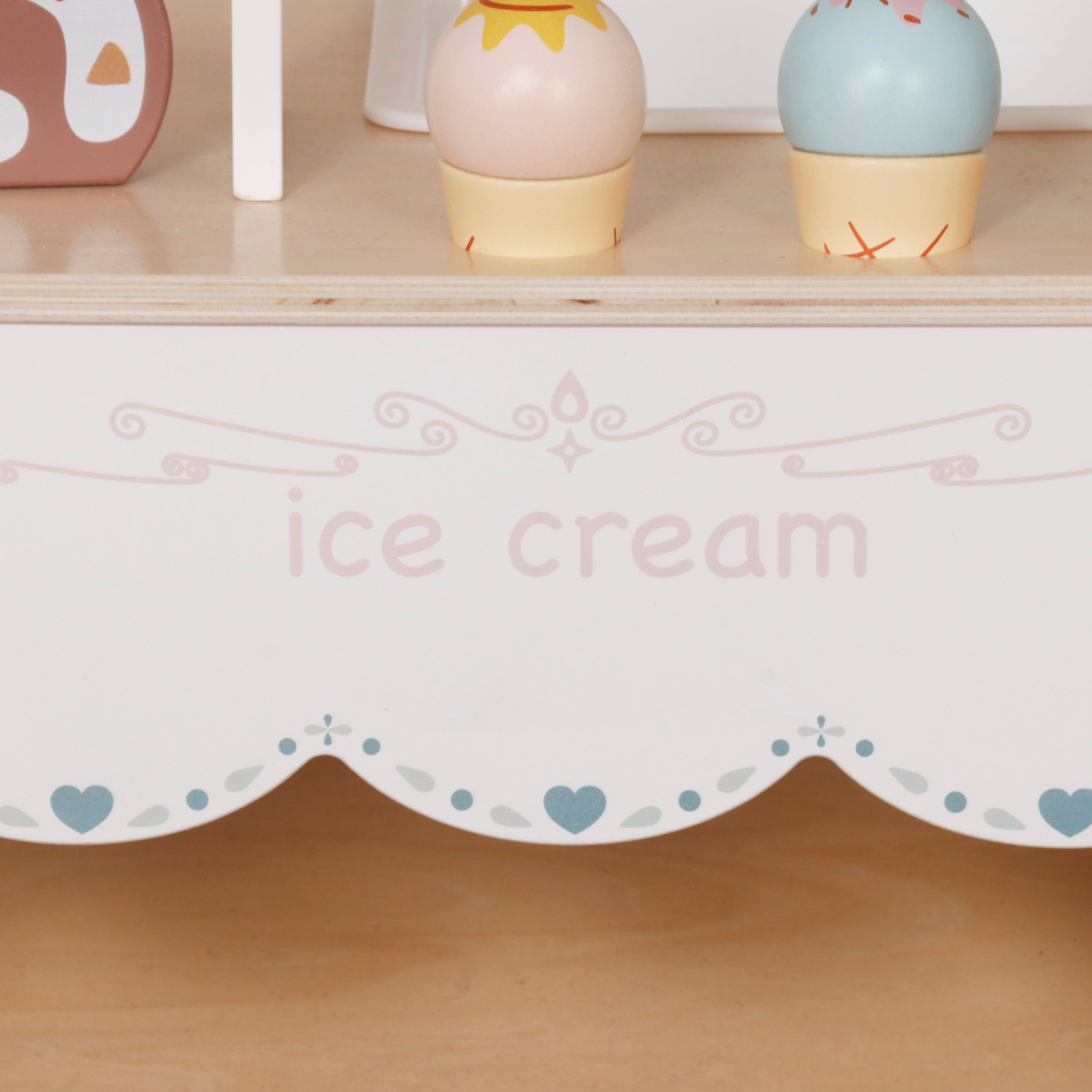Children's Wooden Ice Cream Stand GINGER HOME, Shop on Wheels, MDF, 44/57x28x95.5 cm, Montessori Game