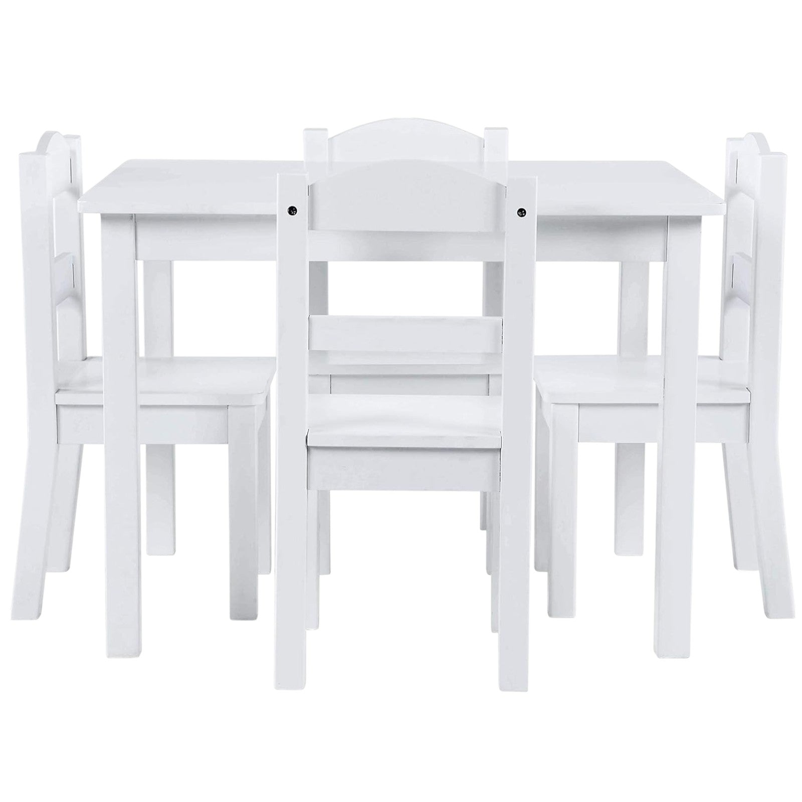 Детски Комплект Маса с 4 Стола GINGER HOME, Дърво, Бял, 66x56x48 см