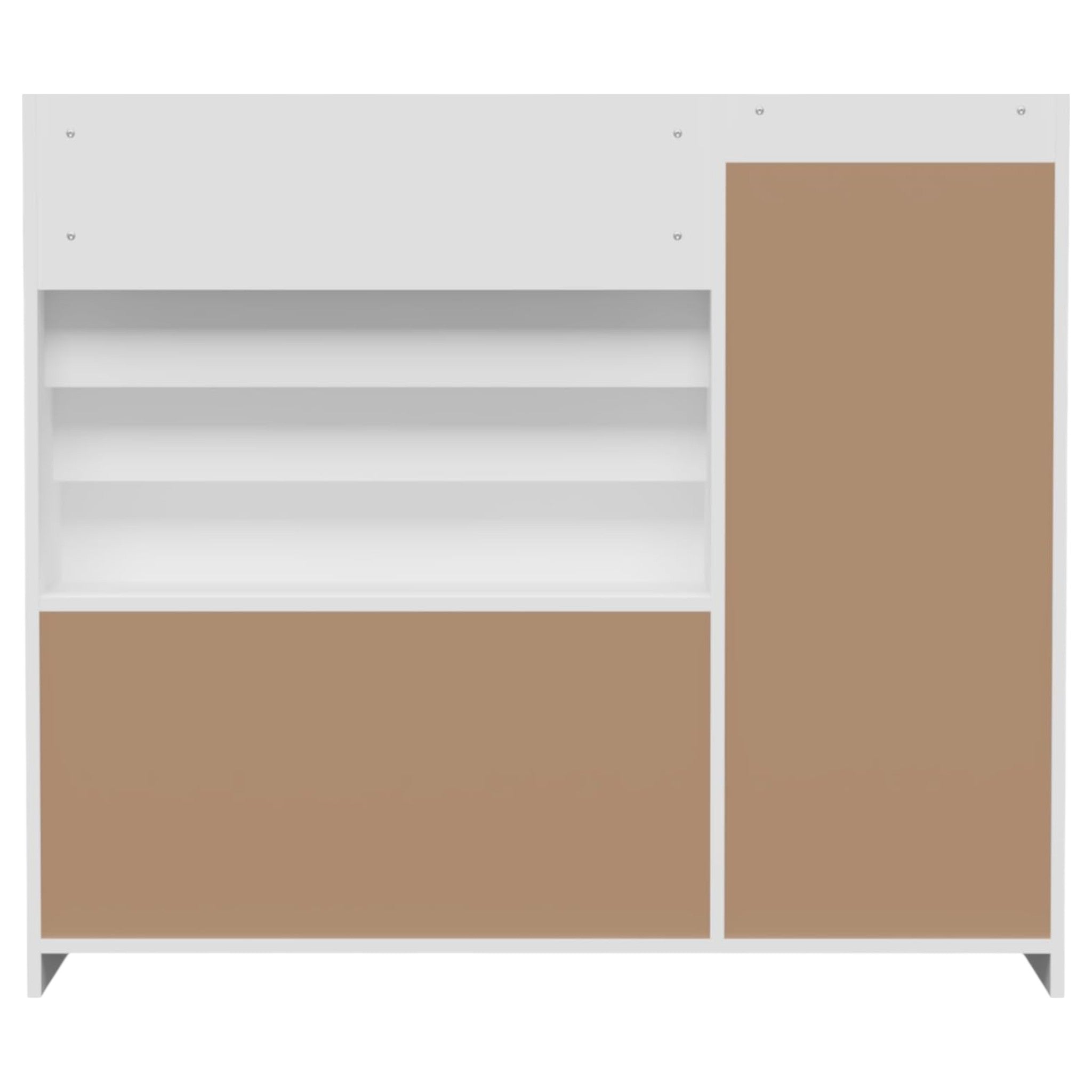 Children's Organizer GINGER HOME, Bookshelf with Shelves for Toys and Books, 3 Textile Boxes, Wooden, White, 92x30x80 cm, Montessori