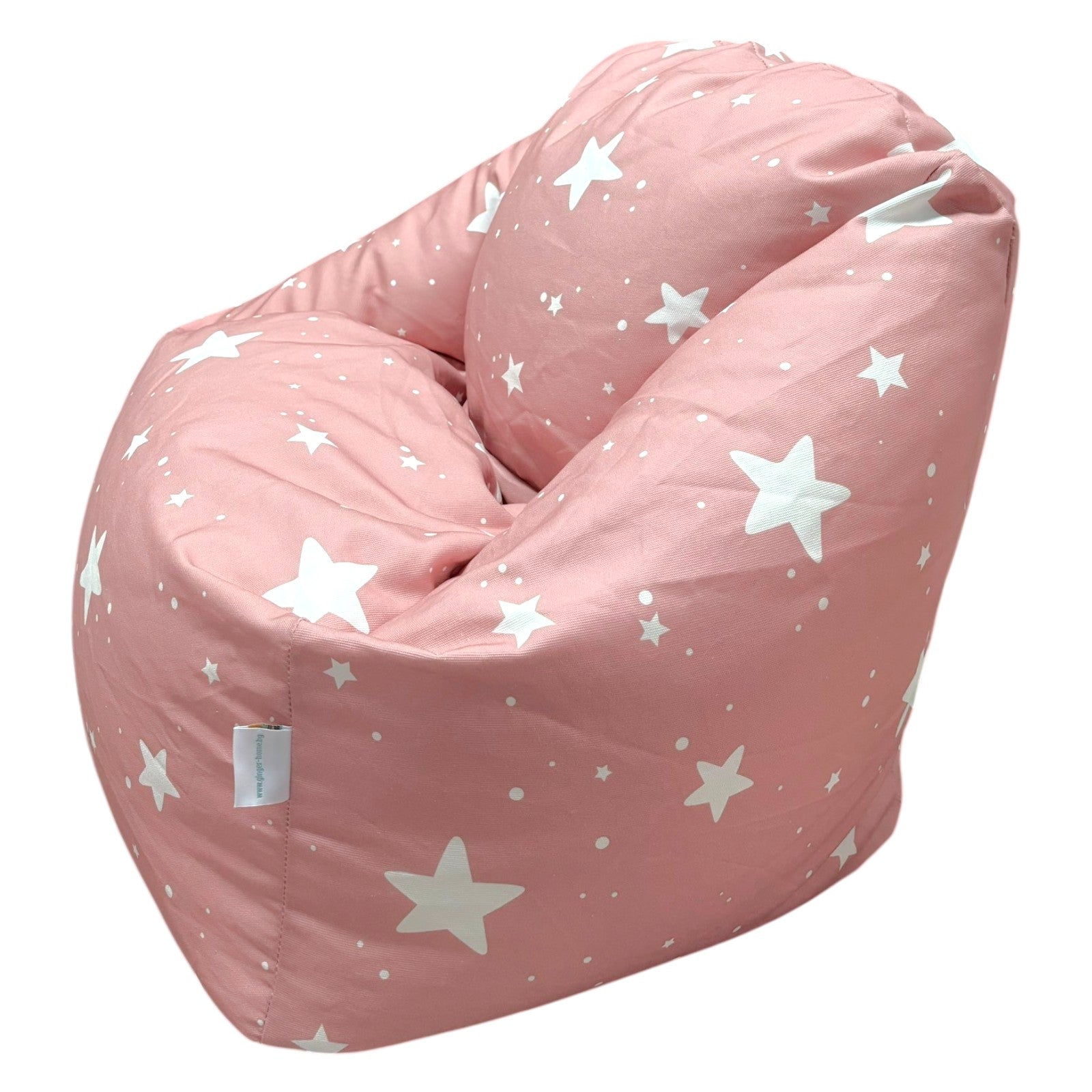 Детски Пуф Кресло GINGER HOME Little Stars, 100% Памук, Розов Барбарон Със Звезди, 55x44x55 см