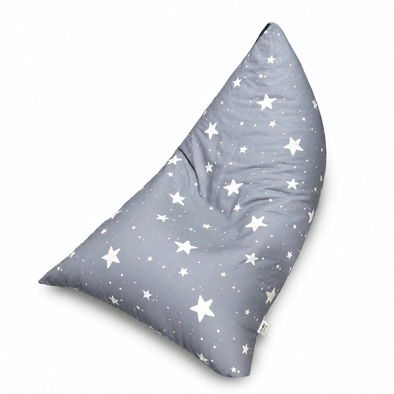 Детски Пуф Лежанка GINGER HOME Little Stars, 100% Памук, Сив Барбарон със Звезди, 127x81x76 см