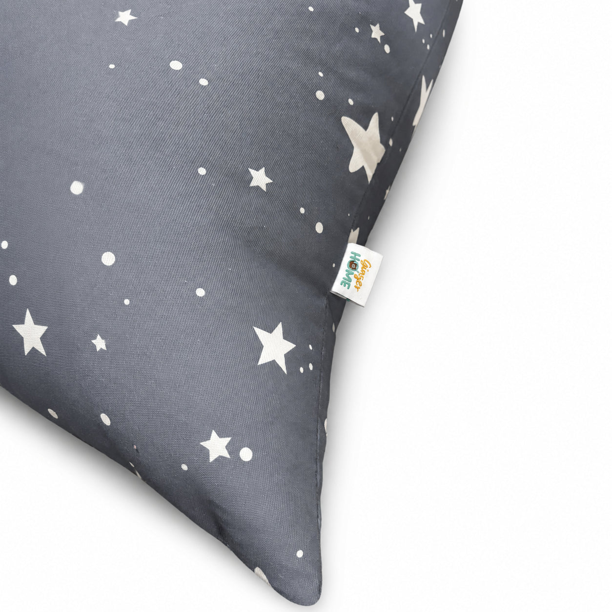 Детски Пуф Лежанка GINGER HOME Little Stars, 100% Памук, Сив Барбарон със Звезди, 127x81x76 см