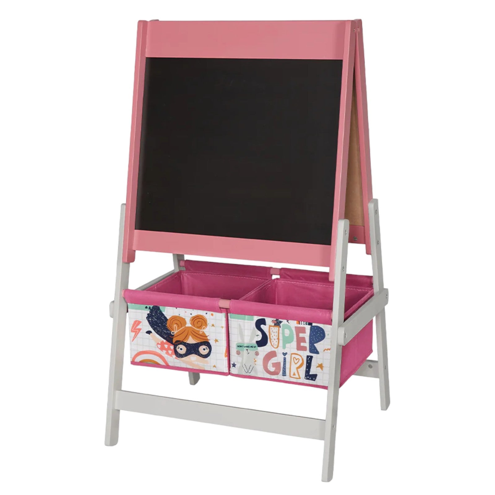 Children's Easel for Drawing GINGER HOME 3 in 1 - Black Board, White Board, Paper Roll, SUPER GIRL