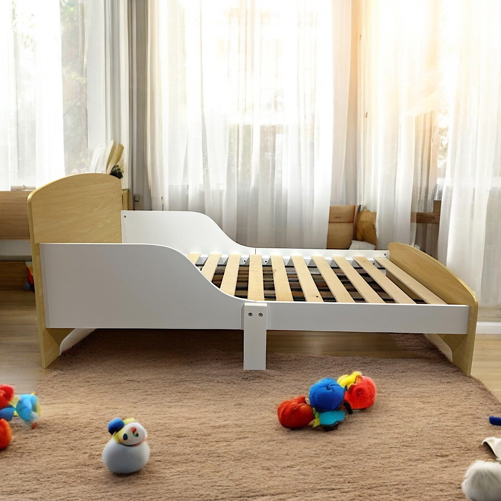 Children's Wooden Bed with Protection and Mattress Frame 140/70 cm – GINGER HOME
