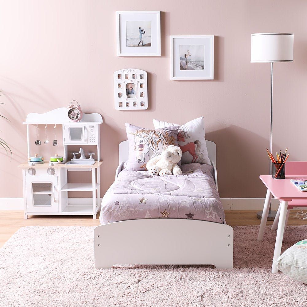 Children's Wooden Bed with Protection and Mattress Frame 140/70 cm – GINGER HOME