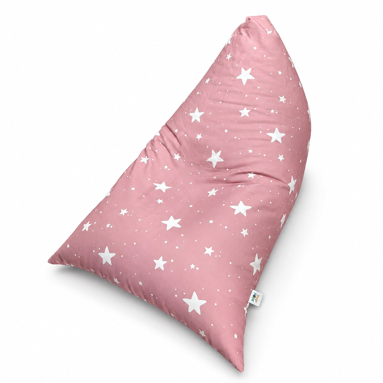 Children's Pouf Lounger GINGER HOME Little Stars, 100% Cotton, Pink Barbaron with Stars, 127x81x76 cm
