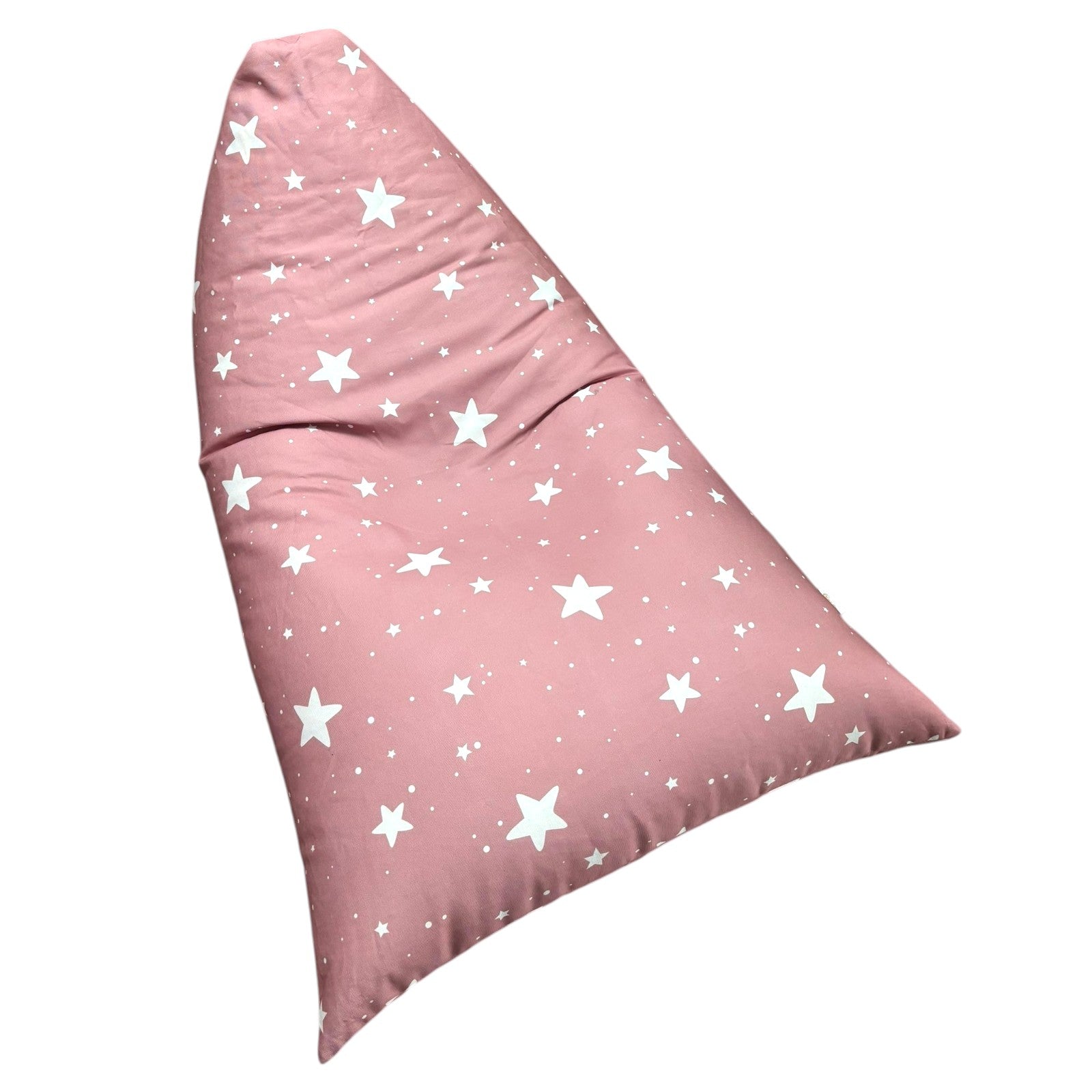 Children's Pouf Lounger GINGER HOME Little Stars, 100% Cotton, Pink Barbaron with Stars, 127x81x76 cm