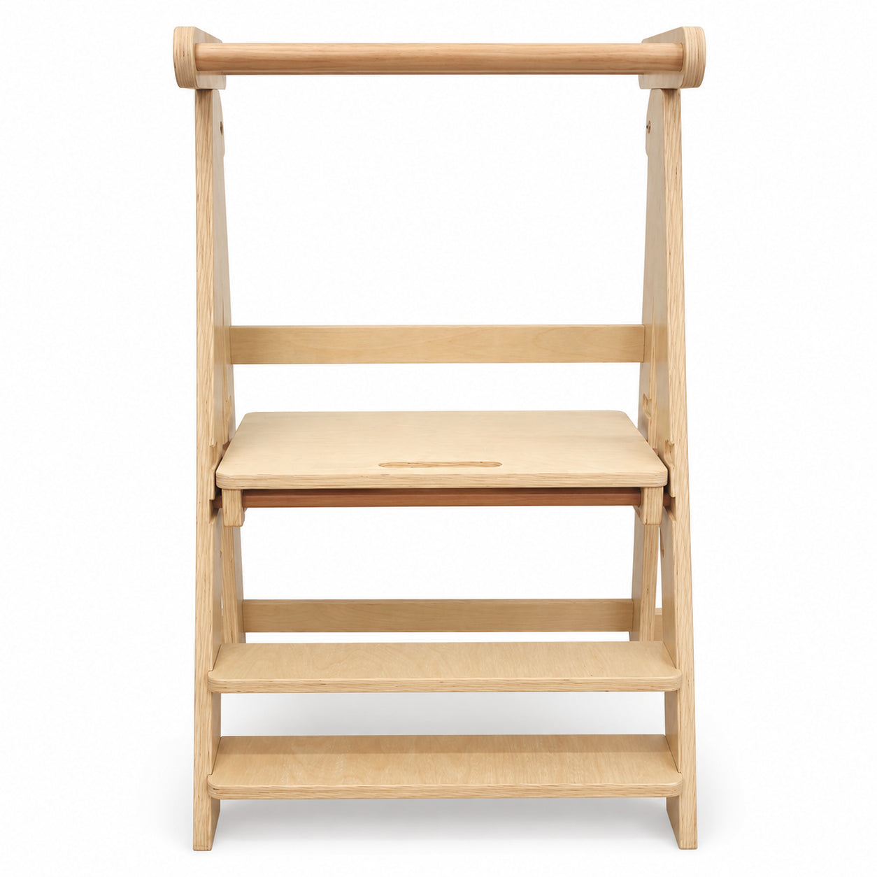 Монтесори Кула за Деца GINGER HOME, Сгъваемо Помощно Столче за Кухня, Learning Tower, Безопасна Детска Стълба, Масивно Натурално Дърво, 51x47x91.5 см