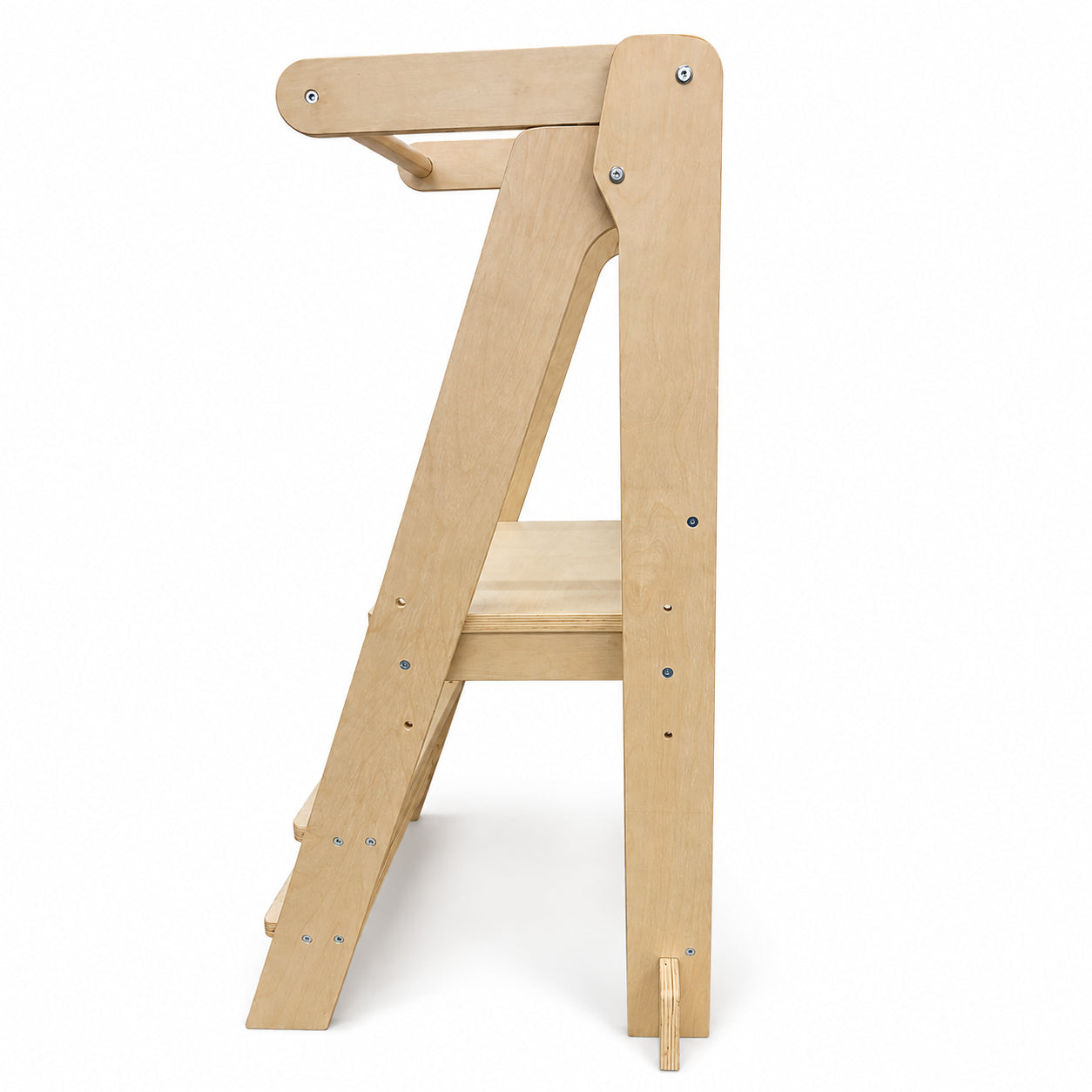 Монтесори Кула за Деца GINGER HOME, Сгъваемо Помощно Столче за Кухня, Learning Tower, Безопасна Детска Стълба, Масивно Натурално Дърво, 51x47x91.5 см