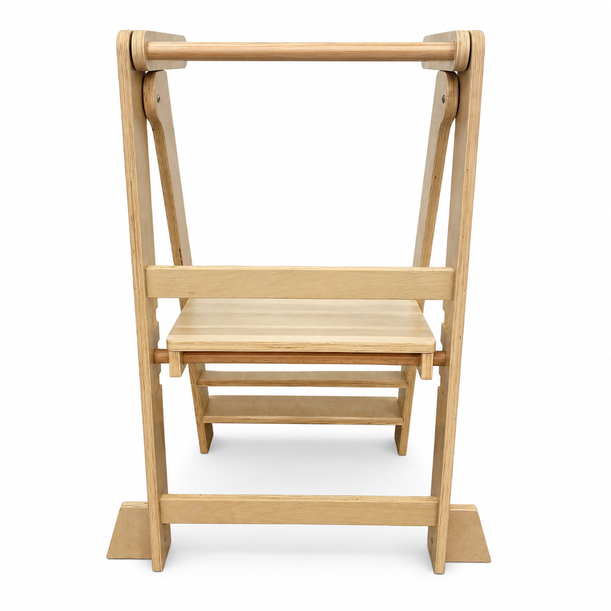 Монтесори Кула за Деца GINGER HOME, Сгъваемо Помощно Столче за Кухня, Learning Tower, Безопасна Детска Стълба, Масивно Натурално Дърво, 51x47x91.5 см