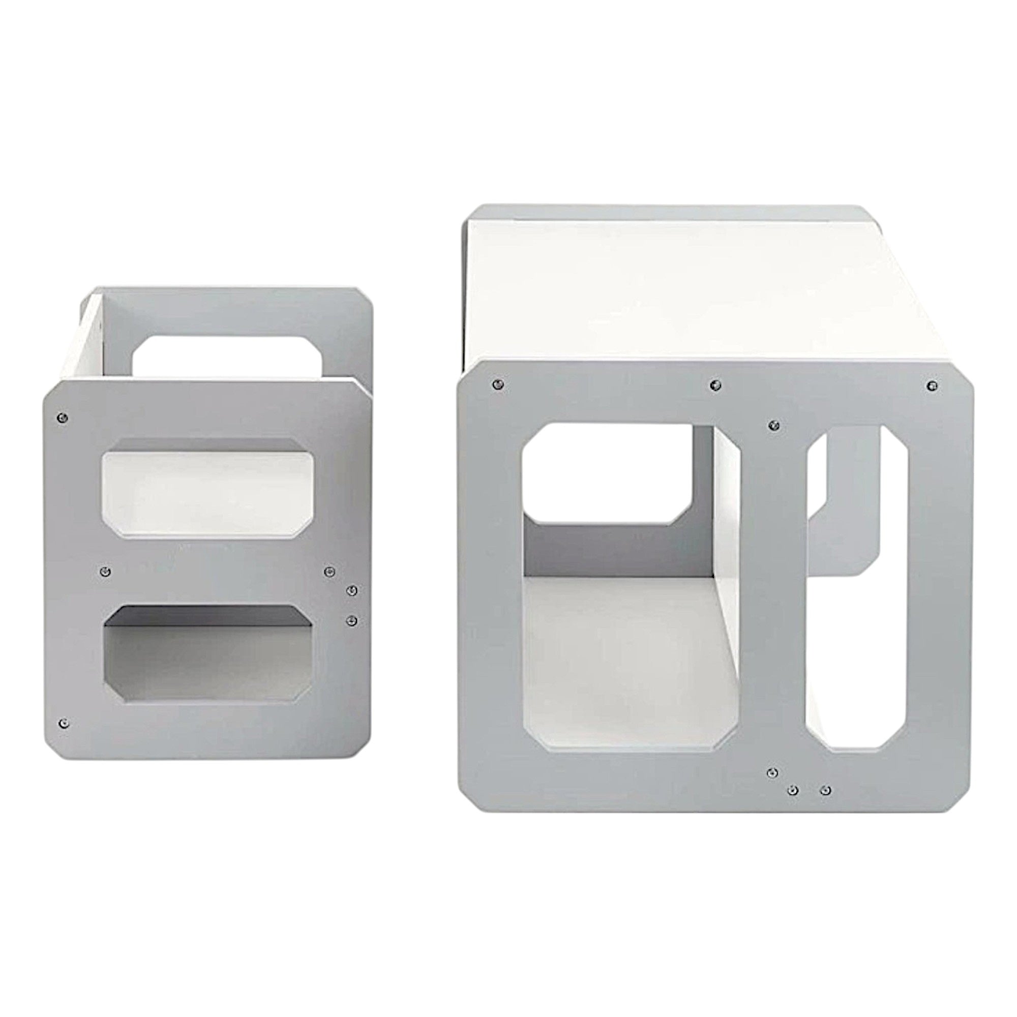 Montessori Children's Set 3 in 1 GINGER HOME, Table, Chair and Bench in White and Gray