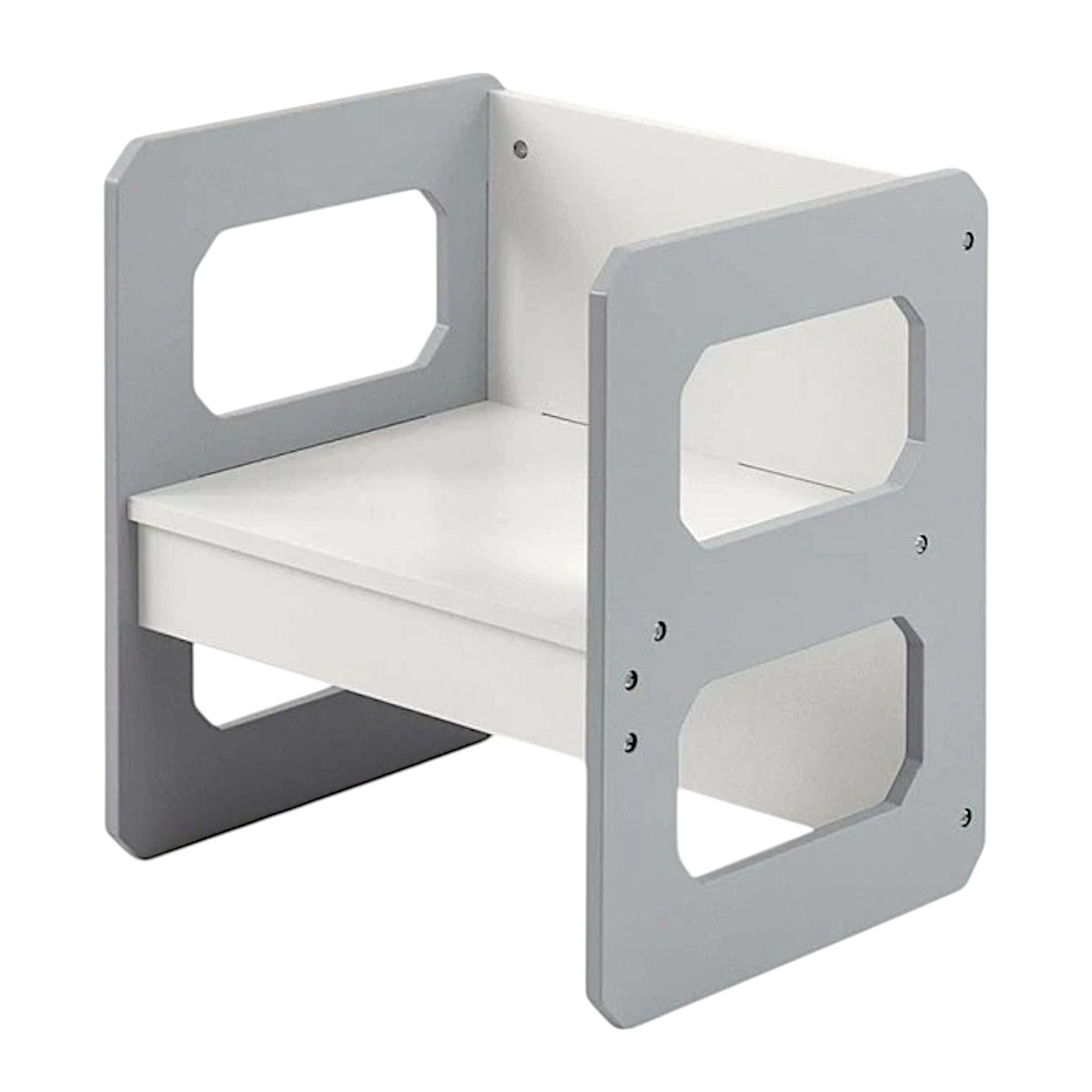 Montessori Children's Set 3 in 1 GINGER HOME, Table, Chair and Bench in White and Gray