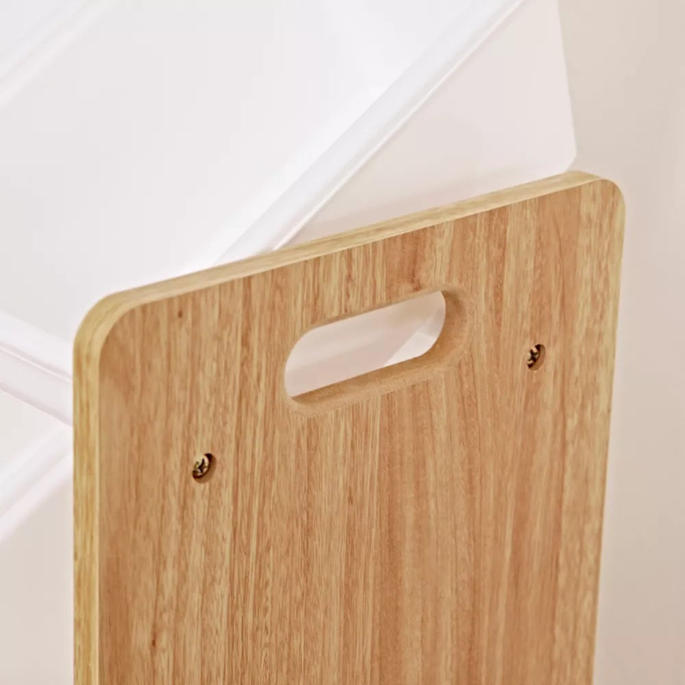 Детски Дървен Органайзер, Голям - за Съхранение на Играчки и Книжки, Етажерка за Детска Стая - WOOD/WHITE