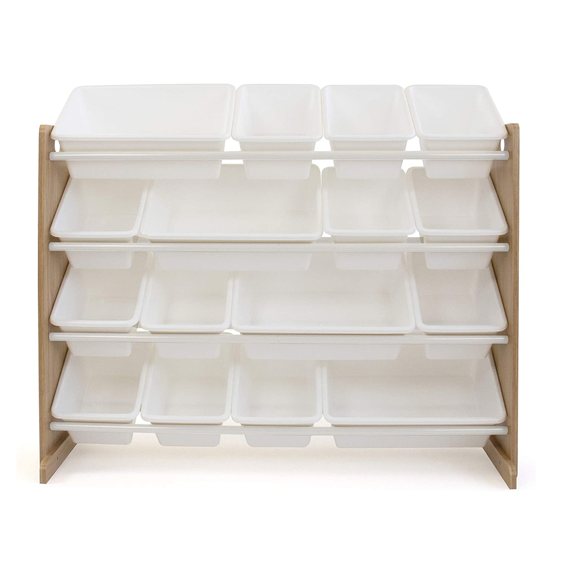 Детски Дървен Органайзер, Голям - за Съхранение на Играчки и Книжки, Етажерка за Детска Стая - WOOD/WHITE