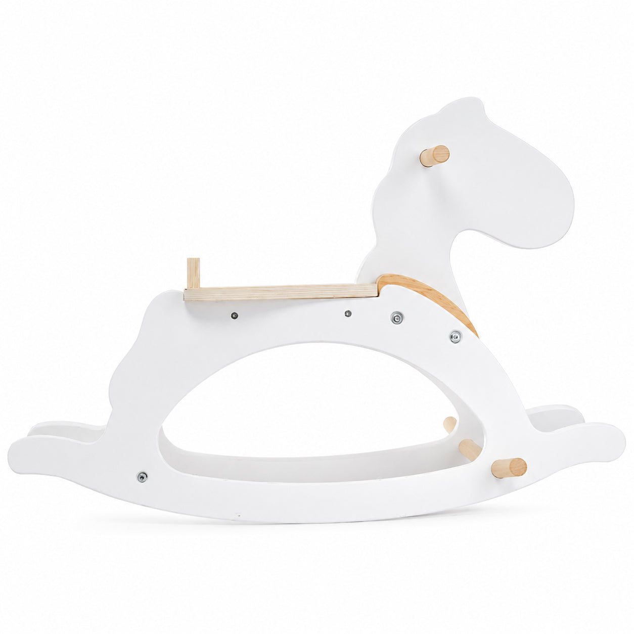 Children's Wooden Rocking Horse GINGER HOME, White, Solid Wood, 70x20x47 cm, Montessori Toy