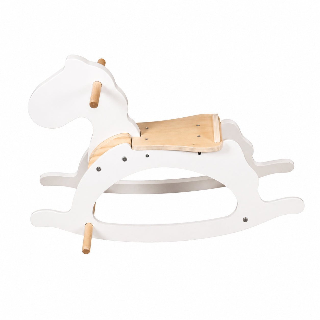 Children's Wooden Rocking Horse GINGER HOME, White, Solid Wood, 70x20x47 cm, Montessori Toy