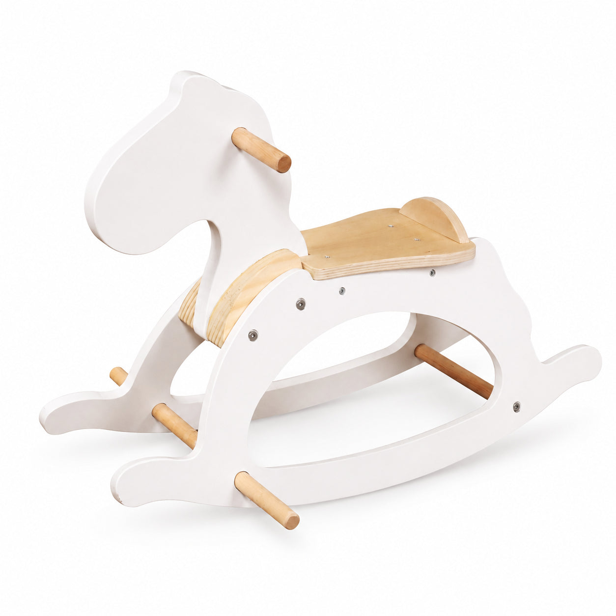 Children's Wooden Rocking Horse GINGER HOME, White, Solid Wood, 70x20x47 cm, Montessori Toy