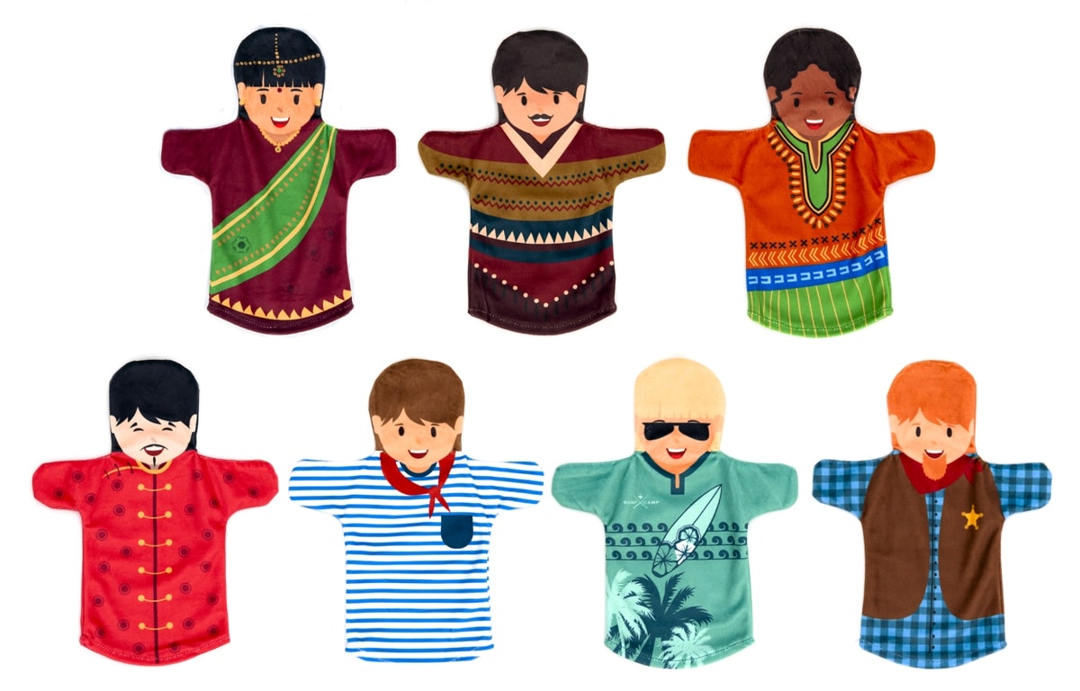 Set of 7 puppets for theater People of the World