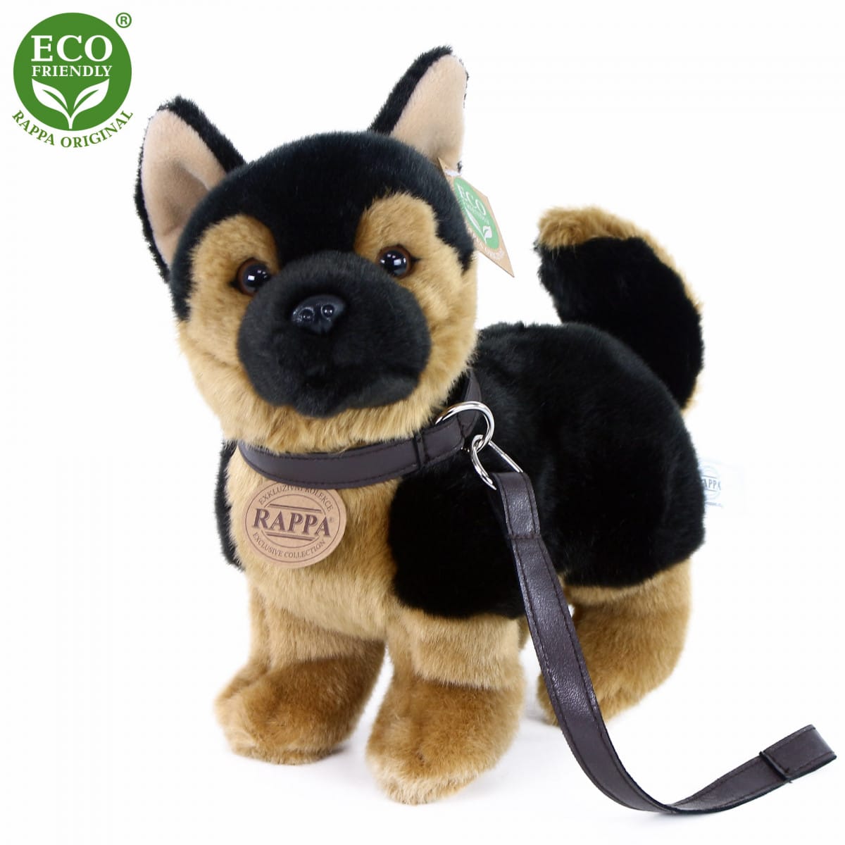 Плюшено Куче Немска овчарка с каишка стоящо 23 см.