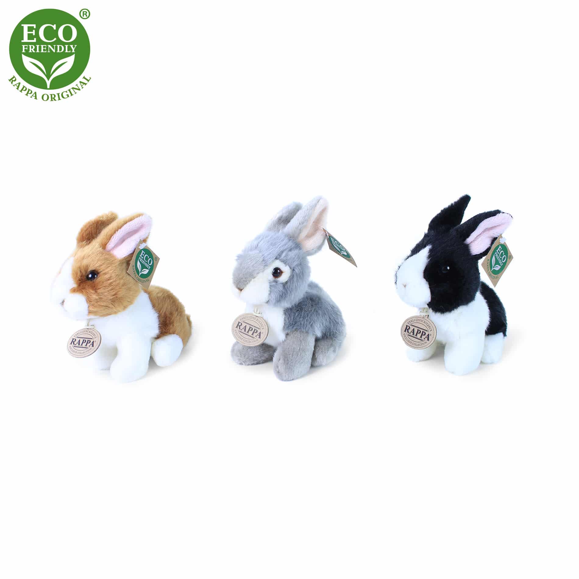 Плюшено зайче Бяло и кафяво 16 см.