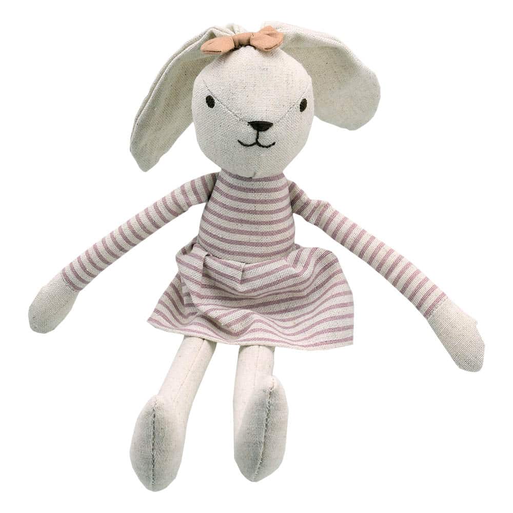 Играчка от лен Зайче момиченце 27 см.