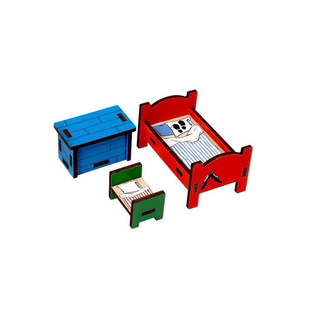 Wooden furniture for Villa Villecula Pippi and Mr. Nilsson's bedroom