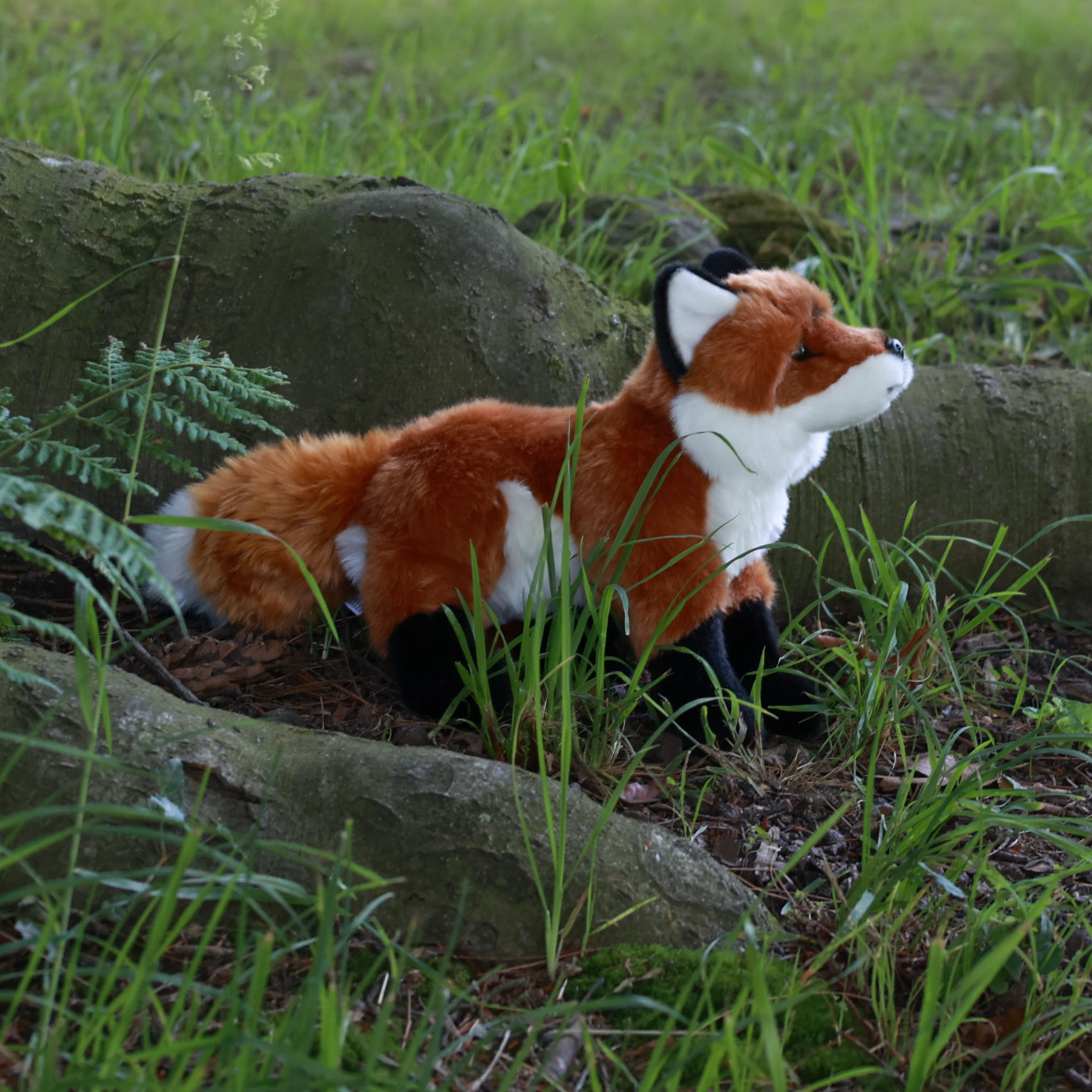 Plush fox standing 30 cm.