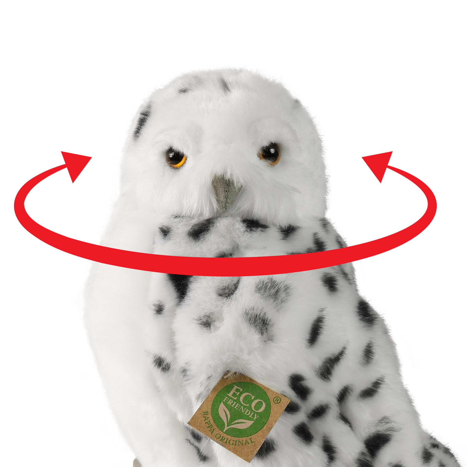 Plush White Owl with rotating head 28 cm.