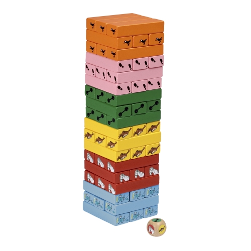 Wooden Jenga game with Pippi Longstocking