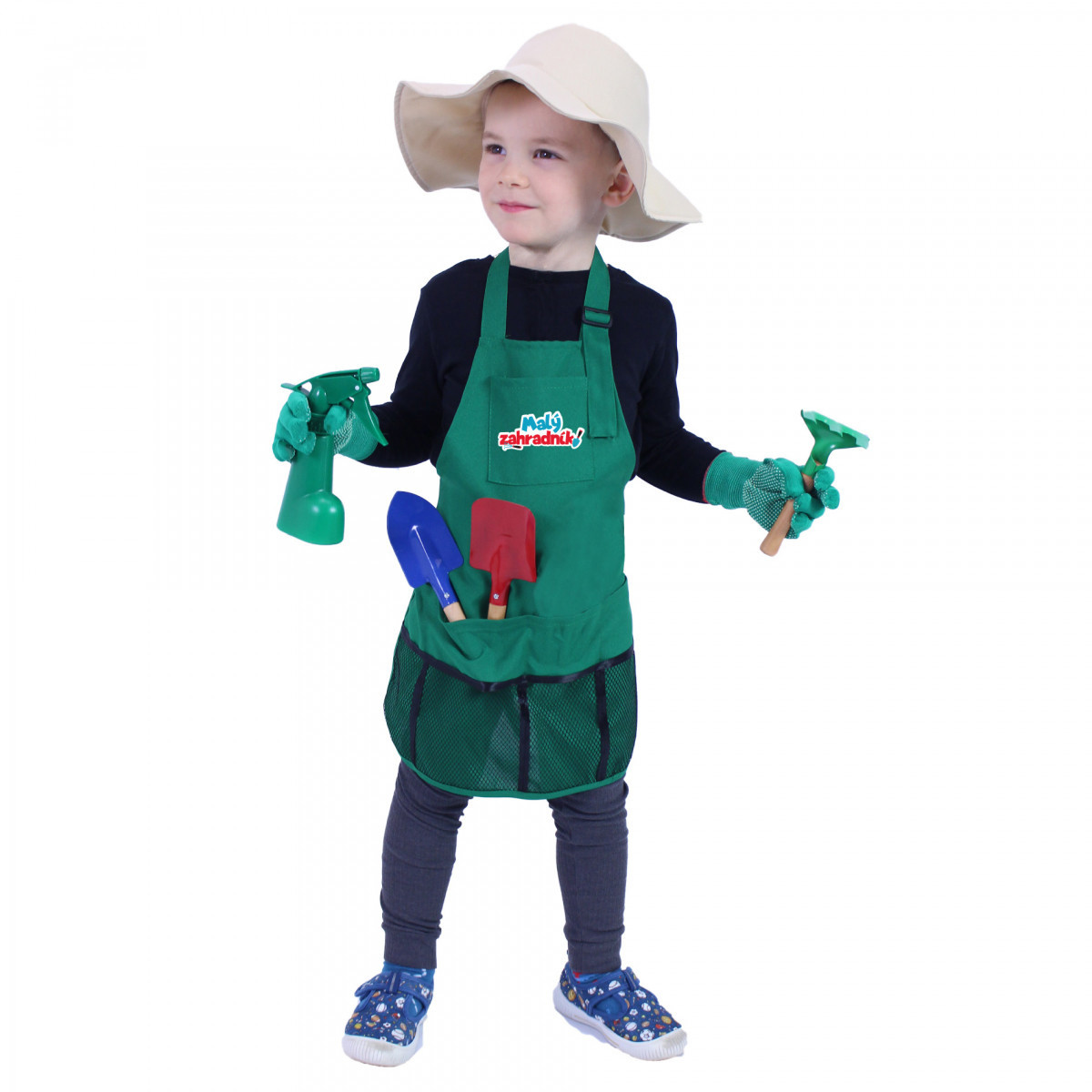 Gardener theater set - apron, hat, gloves, sprayer and tools